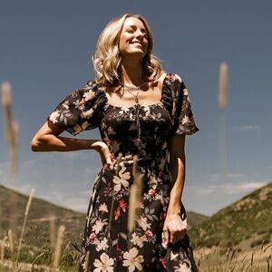Baltic Born Black Floral Raelynn Maxi Dress